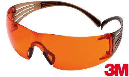 Okulary firmy 3M UV 100% pomarańczowe do ochrony oczu stosowane przy lampie polimeryzacyjnej